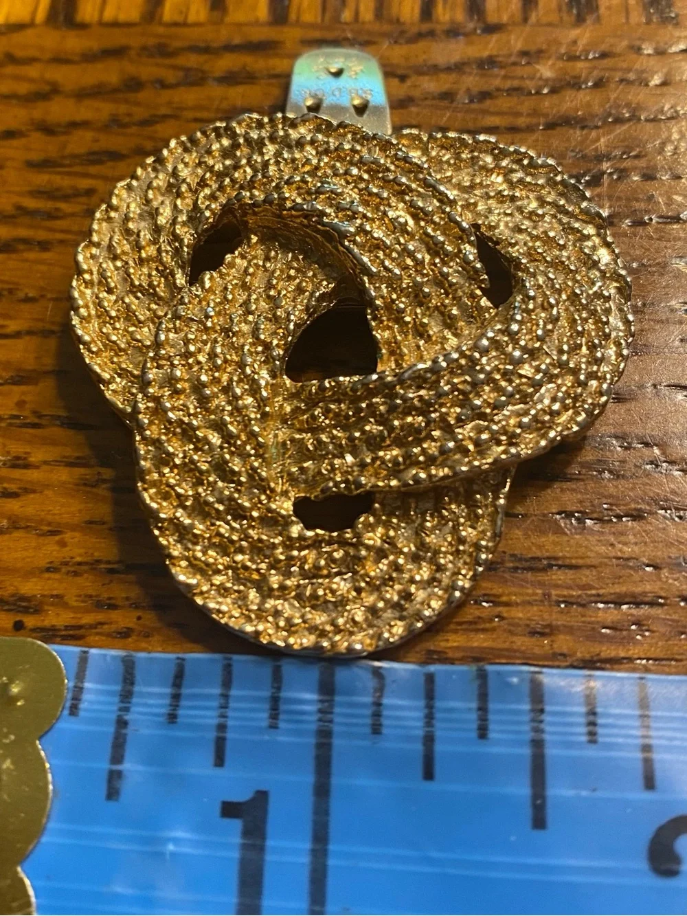Vintage SG D'OR Textured Gold Braided Love Knot Statement Shoe Clips Brooch VTG